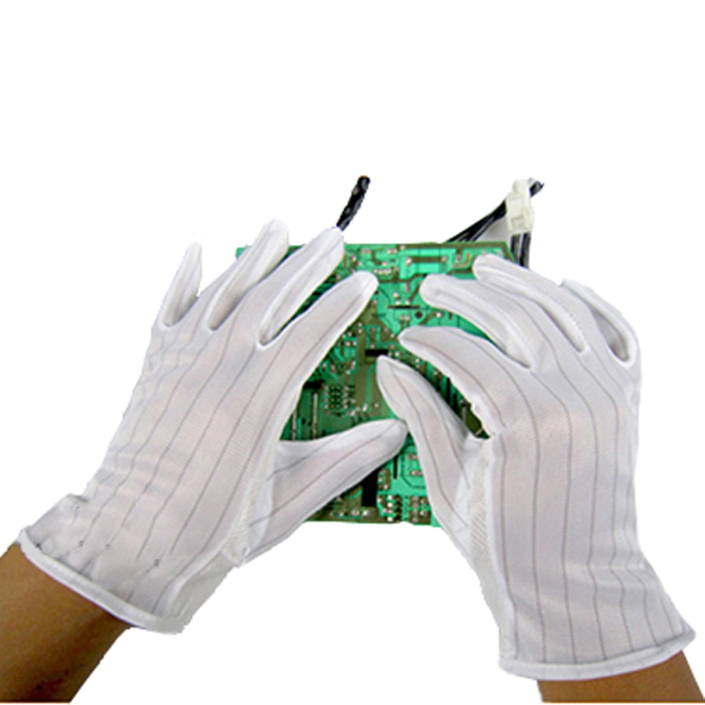 ESD Stripped Cleanroom Antistatic PVC Dotted Gloves Working Glove