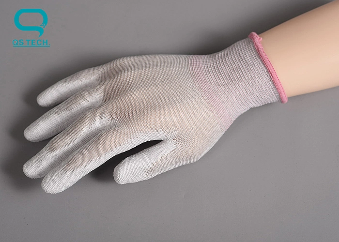 Cleanroom ESD Antistatic PU Palm Woven Glove with Conductive Carbon Fiber