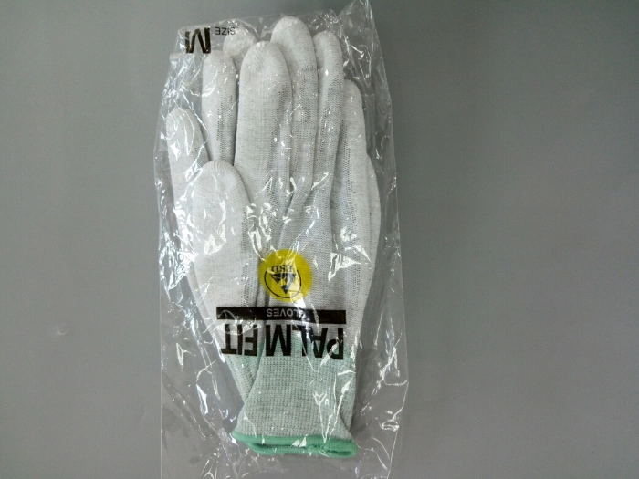 Cleanroom ESD Antistatic PU Palm Woven Glove with Conductive Carbon Fiber