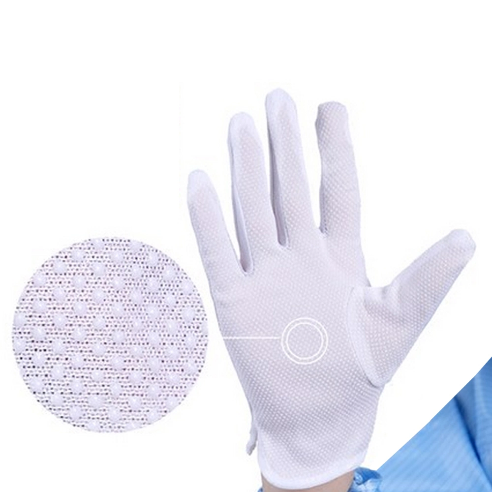 ESD Stripped Cleanroom Antistatic PVC Dotted Gloves Working Glove