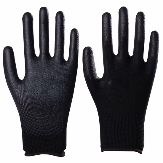 Graue PU-beschichtete persönliche Schutzhandschuhe aus antistatischem PU für Gartenarbeit