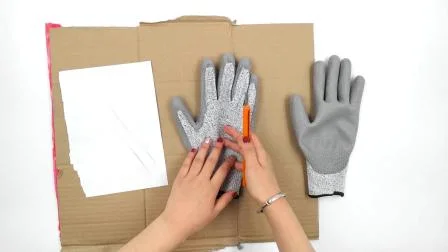 Nahtlos gestrickte, schnittfeste PU-Handschutzhandschuhe mit Nitrilbeschichtung für Industriearbeiten