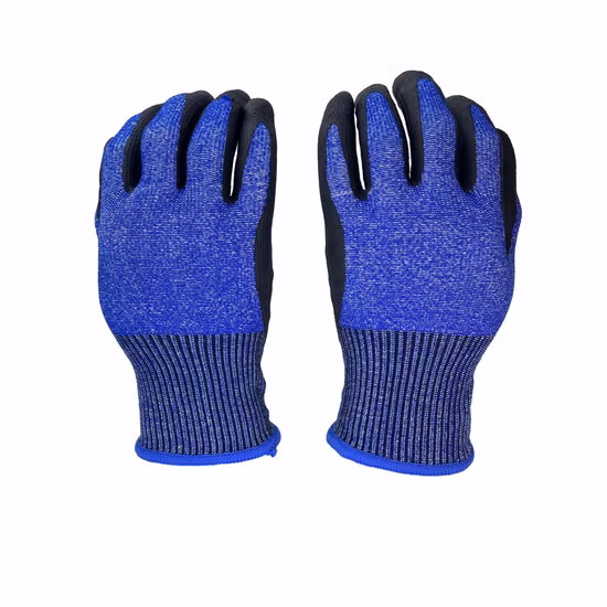 13G Anti Cut Level 5 Graue PU-beschichtete, schnittfeste HPPE-Sicherheitsarbeitshandschuhe