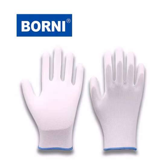 Polyester-gestrickter, antistatischer PU-Fingerspitzen-beschichteter Arbeitsschutz-Sicherheitshandschuh mit Top-Passform